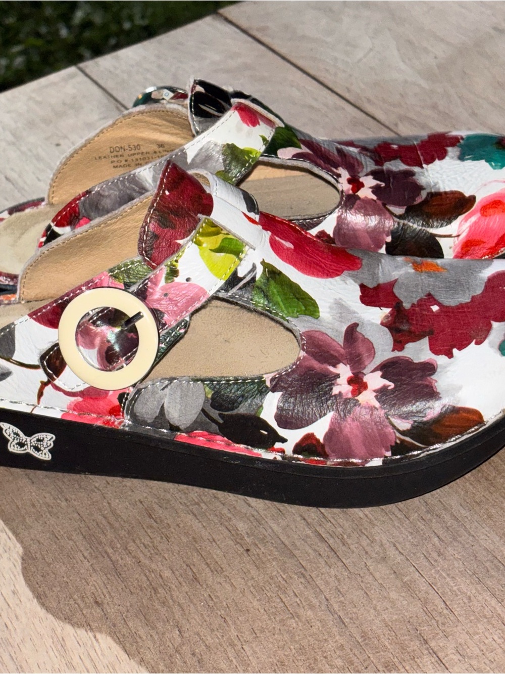 Alegria Floral Multicolor Women's Slip-On Clog with Buckle Size 36 nursing clogs